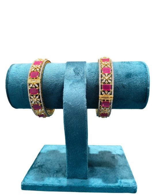 Gold Bangles Green Stone