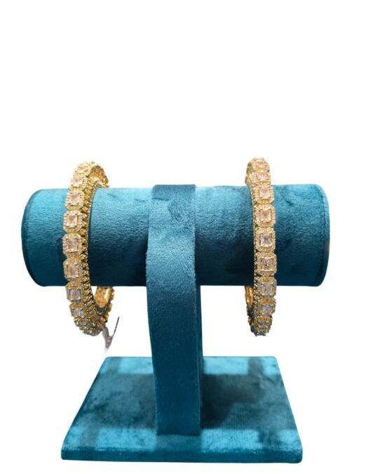 Gold White Stone Bangles