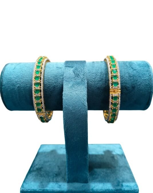 Gold Green Stone Bangle