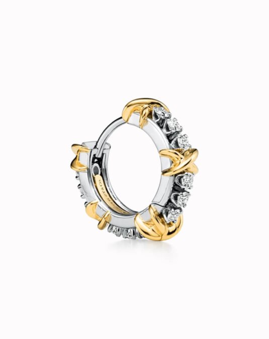Six Gold Stone Narrow Earrings